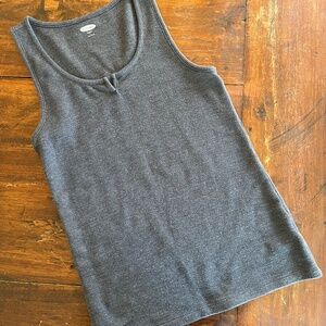 Old Navy Carbon Gray Notch Front Slim Fit Waffle Knit Tank Top L